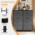 thumbnail image 5 of SIVROCK 8-Drawer Fabric Storage Tower, Dresser, Multi-Use Organizer with Fabric Bins, Steel Frame & Wood Top, Gray, 5 of 6