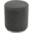thumbnail image 5 of Benzara Velvet Upholstered Round Accent Ottoman with Metal Base, Pink and Gold-Color:Gray and Chrome, 5 of 6