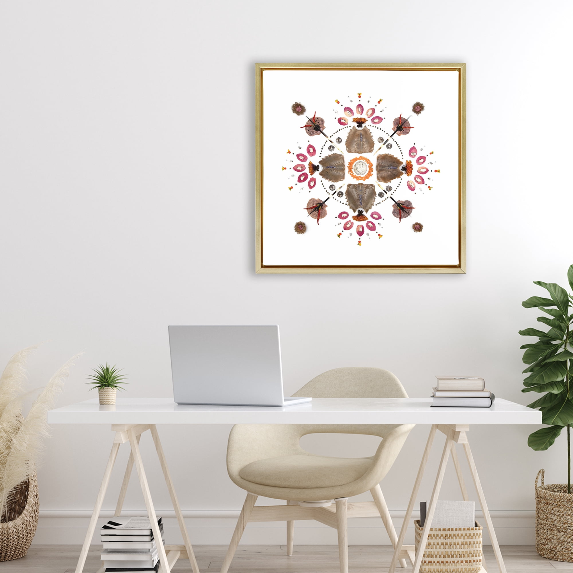 Stupell Industries Symmetrical Nautical Collection Gold Framed Floater Canvas Wall Art, design by Beth Adoette