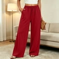 thumbnail image 4 of ZUBKTE Women's Fall Winter Sweatpants, Solid Elastic Drawstring Waist Loose Casual Long Trousers with Side Hidden Pockets S‑2XL, 4 of 8