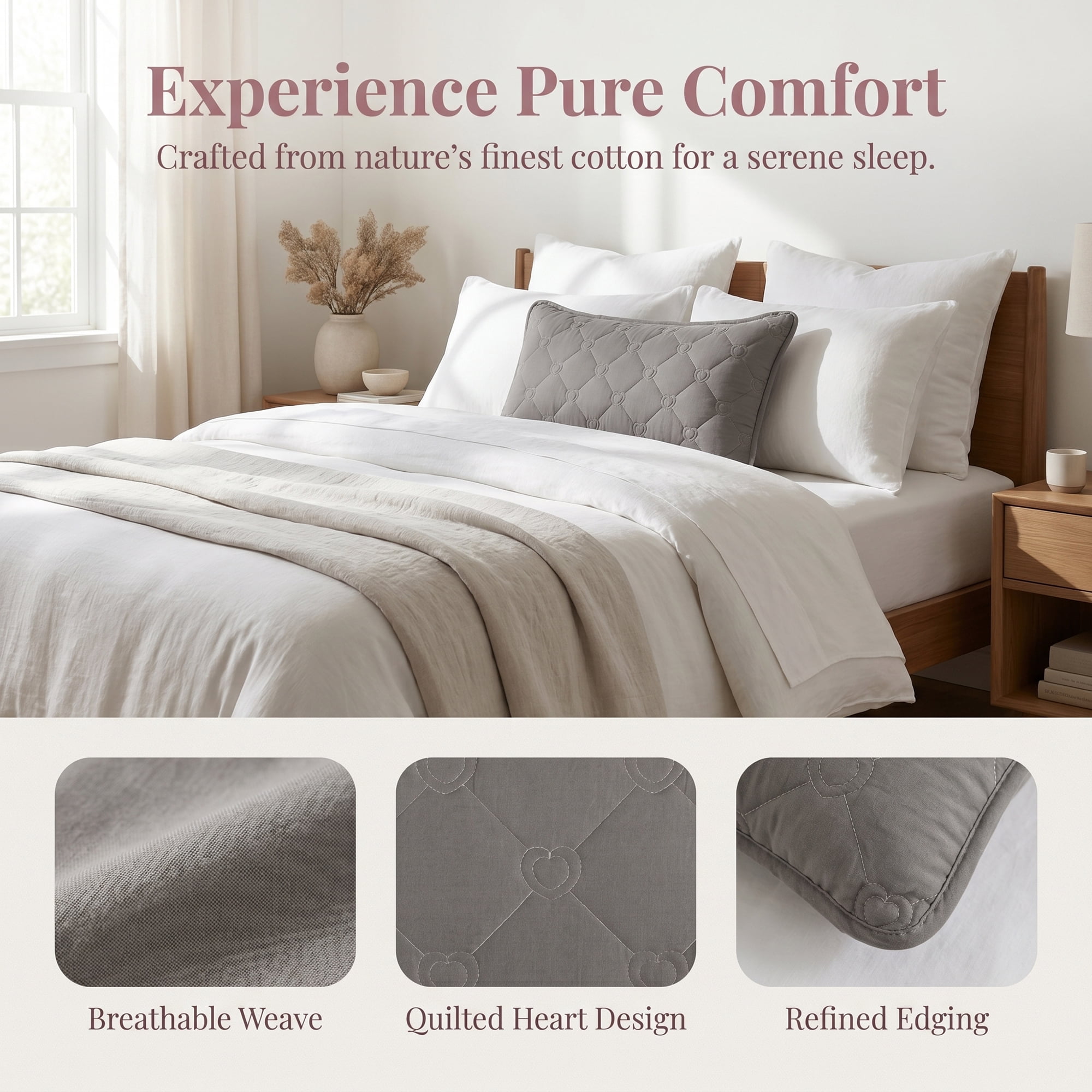 Unique Bargains 2-pcs Heart-shaped Polyester Comfortable Pillow Protector Dark Gray
