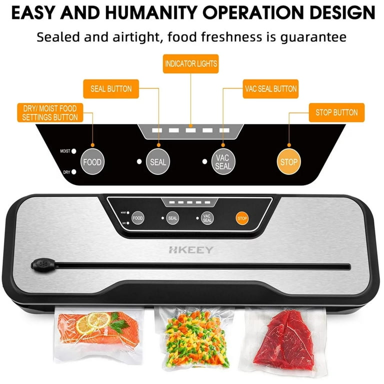 Vacuum Sealer Machine, 8 in 1 Pro Vacuum Seale machine;Bags and Cutter  Included; Dry&Moist&Soft with Starter Kit, Compact Design (Black)