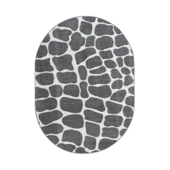 Furnishmyplace Crocodile Light Grey Area Rug for Living Room, Dining Room, Kids 6' x 9' Oval - Green/Teal