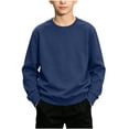 thumbnail image 2 of DJDLJWCJ Boys Long Sleeve Sweatshirt Solid Color Crewneck Pullover Boys Stretch Soft Lightweight Sweatshirts Navy Size 1T, 2 of 7