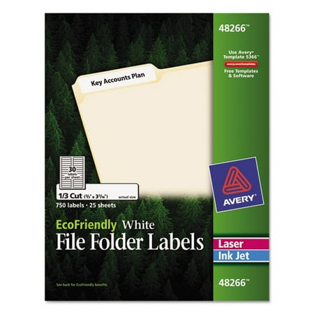 Avery EcoFriendly File Folder Labels, 2/3 x 3 7/16, White, 750/Pack