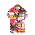 thumbnail image 2 of Penkiiy Mens Hawaiian Tropical Shirt Short Sleeve Casual Button Down Floral Summer Beach Shirts with Pocket 3XL Pink, 2 of 4
