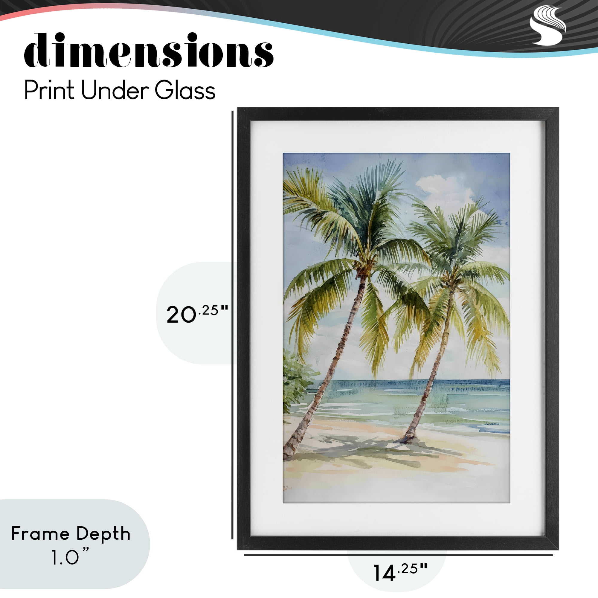 Stupell Industries Shady Palm Beach Escape Black Framed Print Under Glass, design by Petal Prints Design