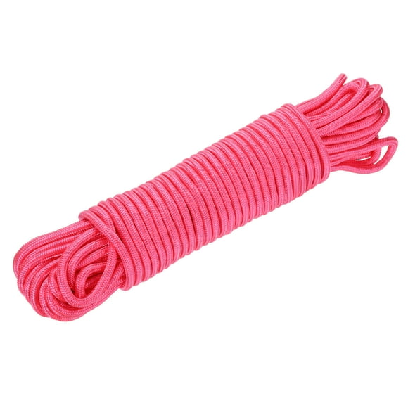 Cuerda trenzada de polipropileno Uxcell 45M/147.7ft 3/8" Rosa para camping y línea de ropa en interiores y exteriores