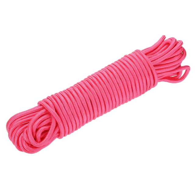 Cuerda trenzada de polipropileno Uxcell 45M/147.7ft 3/8" Rosa para camping y línea de ropa en interiores y exteriores