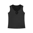 thumbnail image 3 of SNKSDGM Female Tank Top for Women Cropped High Neck Tank Tops for Women Workout V Neck Net Yarn Short Sleeved T Shirt Women's New Summer Fashion Lace Undershirt Design Feeling Satin with A Coat Xl, 3 of 3