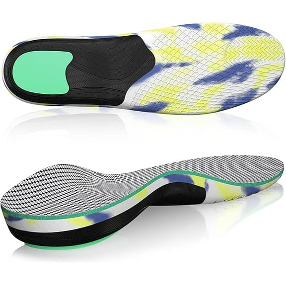 WEEKS Arch Support Shoe Insoles for Men and Women, Plantar Fasciitis Relief Insoles for Flat Feet, Normal feet, Achilles Tendinitis, Bone Spurs, Heel and Foot Pain Relief (Colorful,XL)