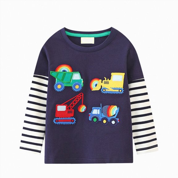 Gerichy Toddler Boy Long Sleeve Sweatshirt Kids Pullover Top Tractor Cotton Graphic T-Shirt 2T-8T