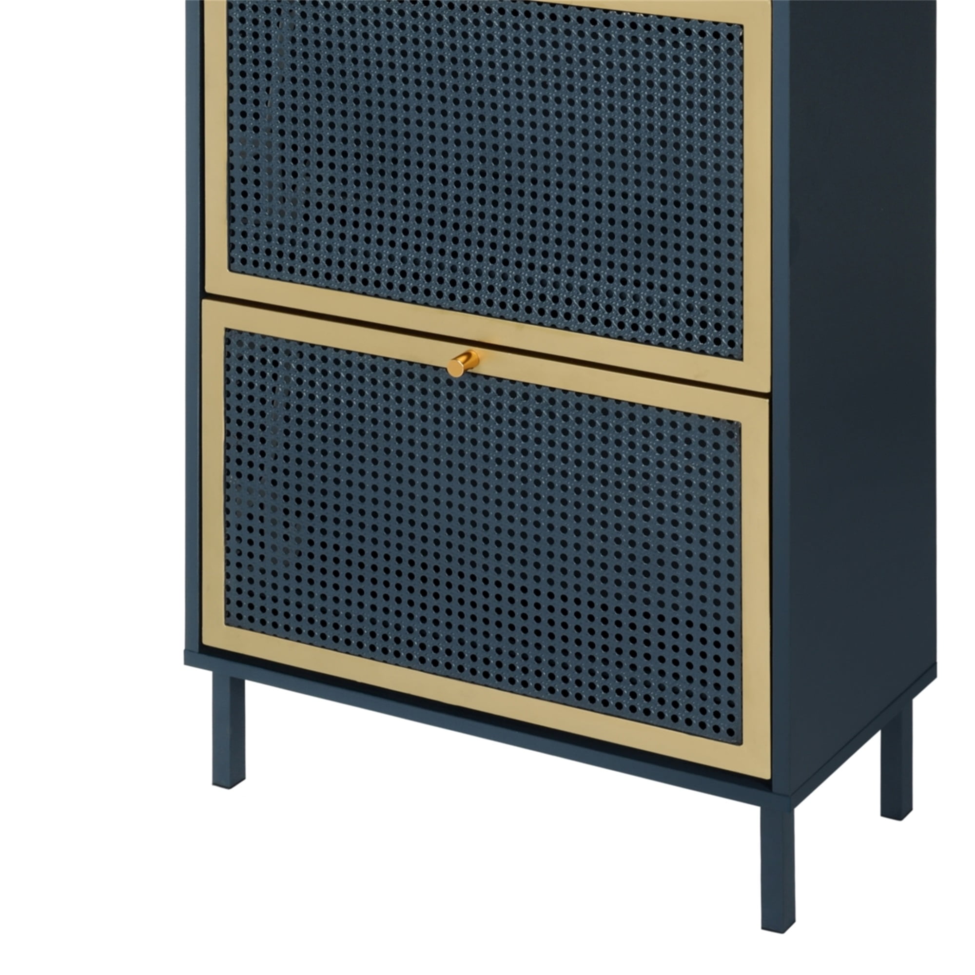 YYAo Shoe Rack Storage Cabinets, 3-Tier Metal Rattan Door Shoe Rack for Living Room Bathroom, Blue&Gray YYAo Shoe Rack Storage Cabinets, 3-Tier Metal Rattan Door Shoe Rack for Living Room Bathroom, Blue&Gray