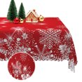 thumbnail image 6 of Nanqianyi Snowflake Christmas Red Tablecloth,Waterproof Stain Resistant Holiday Table Cover,52x70 Inch, 6 of 7
