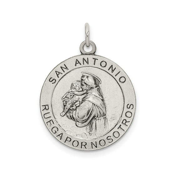 Sterling Silver Saint Anthony Medal Pendant with San Antonio Inscription for Men or Women, Catholic Christian Religious Jewelry for Prayer, Devotion, and Protection