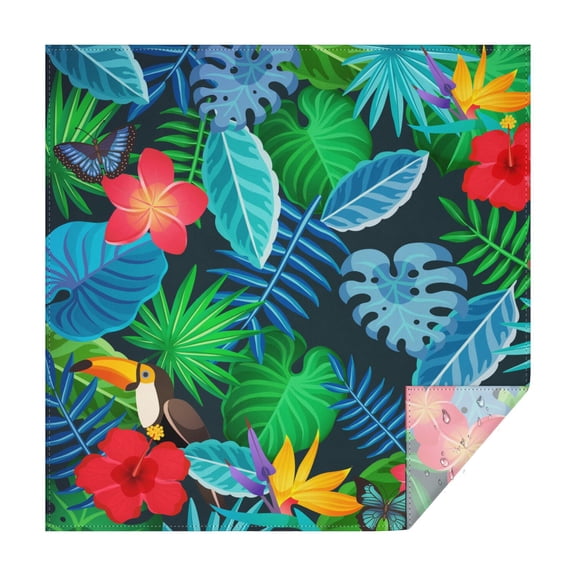 60x60in(152x152cm) Square Tablecloth, Waterproof Polyester Table Cover, Wrinkle Resistant & Washable Fabric for Dining, Kitchen, Picnic, Tropical Leaf Print