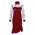 thumbnail image 4 of 2026 Lindreshi Plus Size Dresses for Women on Women Slit Ruffles Hem Floral Pattern Slimming Long Sleeve Lace Mesh Dress, 4 of 6