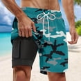 thumbnail image 2 of Telankuip Camouflage Colour Swim Shorts for Men Summer Stylish Elastic Waisted Drawstring Swim Trunks with Compression Liner Comfortable Quick Drying Lined Pocket Beach Shorts 4-Dark Green XL, 2 of 4