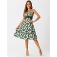 thumbnail image 3 of DARING DIVA Women's Floral Print Crochet Panel Midi Dresses M Green, 3 of 6
