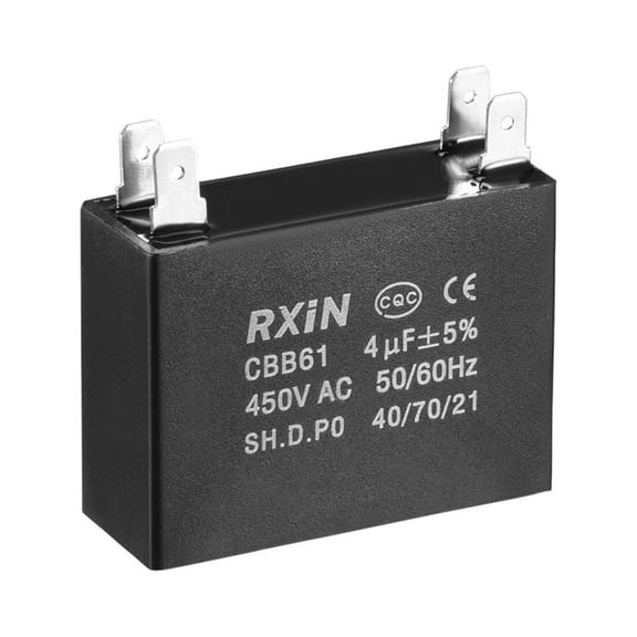 Uxcell 47x17.5x34.5mm 4uF 450V AC Double Insert CBB61 Ceiling Fan Capacitor