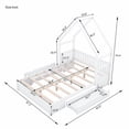thumbnail image 4 of Queen Size Wood House Platform Bed with Guardrail and 2 Storage Drawers, Solid Pine Bed Frame for Bedroom, White, 4 of 8