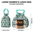 thumbnail image 5 of Green Christmas Tree Pattern Drawstring Lunch Bag Women - Drawstring Lunch Bag Insulated for Work Office - Stain-Resistant Large Lunchbags for Women with Multi-Pockets, 5 of 6