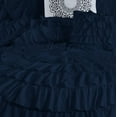 thumbnail image 3 of D.N.G. BEDDINGS 100% Egyptian Cotton 5 Piece Circle Ruffle Comforter Set with 1 Freebie Ruffle Pillow | 550 GSM Filled Microfiber - Oversized Super King Size, Navy Color - 800 Thread Count, 3 of 5
