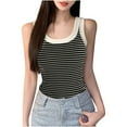 thumbnail image 2 of Bixock Womens Tank Tops Sleeveless Blouse Striped Camisole Slim Elastic Casual Shirt Inner Wear Daily Basic Layering Top Beach Vacation Summer Clothes, 2 of 6