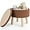 Brown(velvet), variant on Small Ottoman with Storage, Small Foot Stool Ottoman with Wood Legs, Sherpa Foot Rest for Couch, Living Room and Bedroom - White