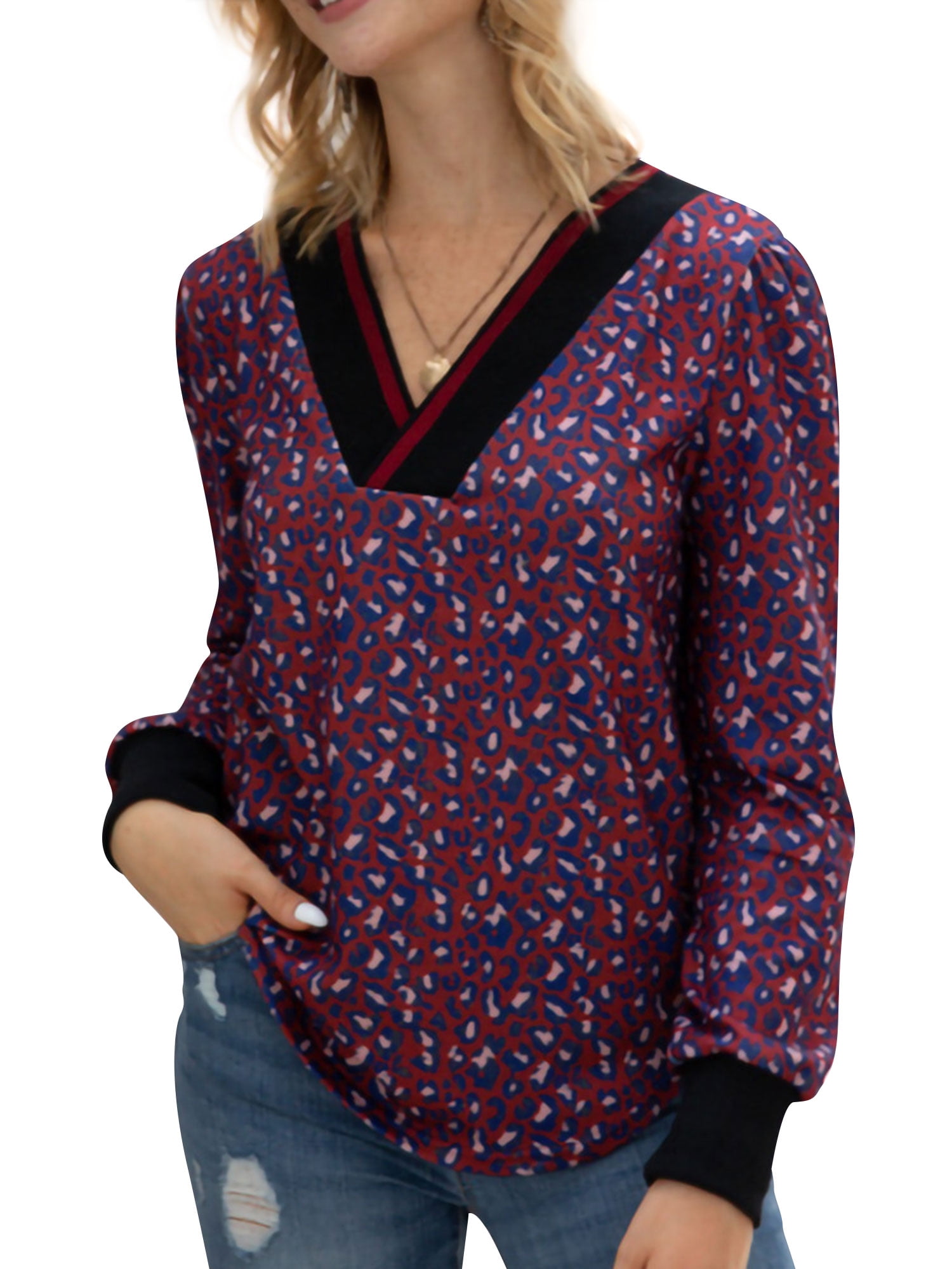 v neck leopard sweater