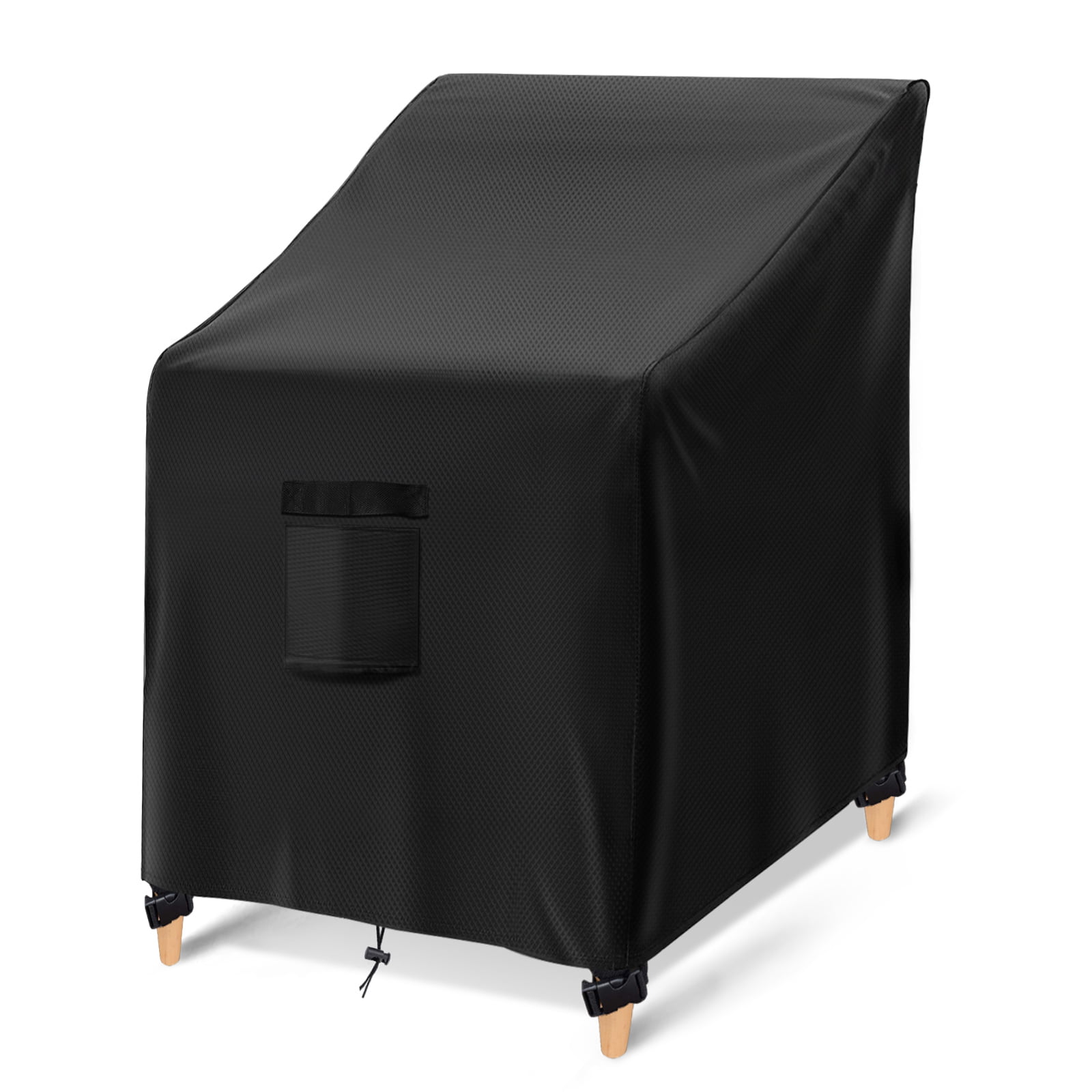 ULTCOVER Stackable Patio Chair Cover Black Waterproof Outdoor Stack of Chairs Cover 2 Pack Fits Up to 26L x 34W x 45H inches 