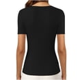 thumbnail image 4 of Tops with Built in Bra for Women Summer Casual Short Sleeve V Neck Slim Fit Padded Plain Basic T Shirts, 4 of 8