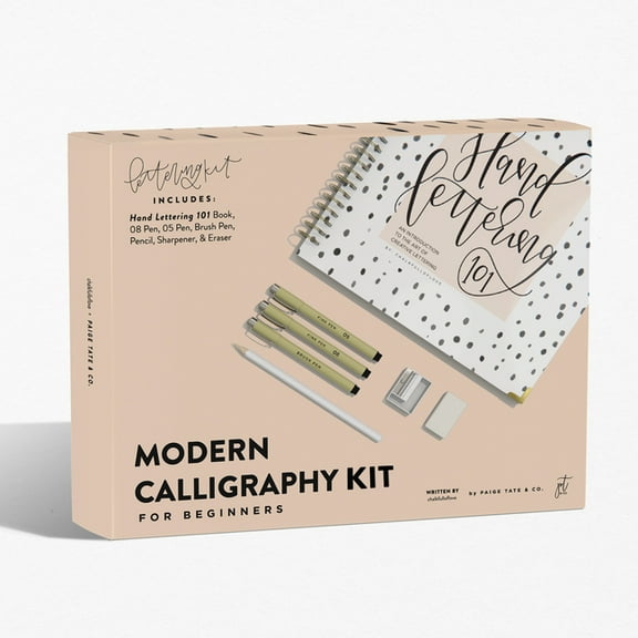 Calligraphy Practice Book Modern Calligraphy Kit for Beginners: A Creative Craft Kit for Adults Featuring Hand Lettering 101 Book, Brush Pens, Cal, (Spiral-Bound)