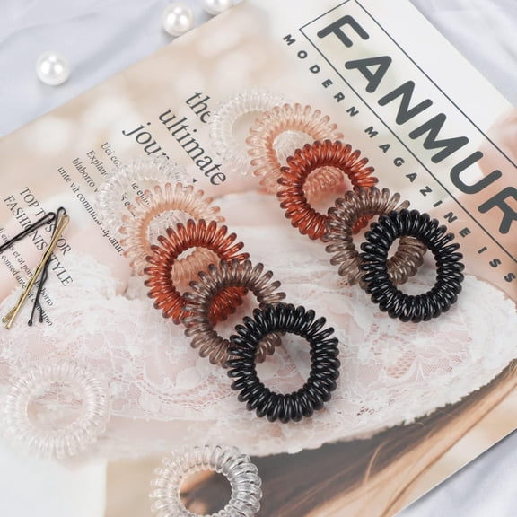 MultiColor Hair Bands, No Damage Waterproof Plastic Spiral Ponytail Holder Hair Bands for Women Girls Hair Bobbles Accessories (12 Count)