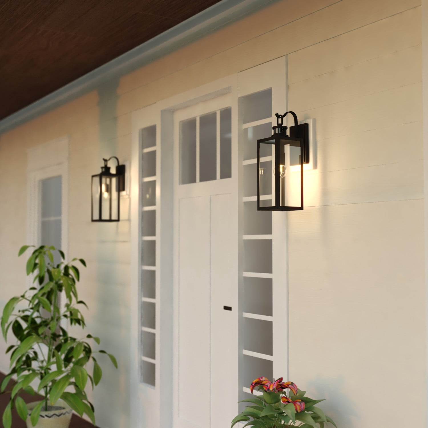 VAXCEL Clinton Matte Black Motion Dusk to Dawn Outdoor Wall Sconce Light Fixture
