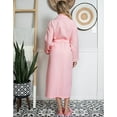 thumbnail image 4 of Lotus Linen Women’s Waffle Robe with Piping - Lightweight Cotton Spa Bathrobe, Blush 3XL, 4 of 6
