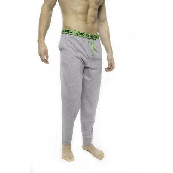 Members Only Men's Heather Contrast Elastic Sleep Pant, Lightweight Sweatpants for Men Cotton, Grey/Green, Size - XL