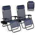 thumbnail image 1 of Set of 2 Folding Patio Lounge Chairs, Adjustable Reclining Chaise Loungers with Cup Holder Tray and Removable Headrest for Poolside, Beach and Backyard, 1 of 8
