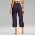 thumbnail image 5 of Women's High Waist Yoga Capris with Pockets Casual Wide Leg Pants, Purple S-3XL, 5 of 7