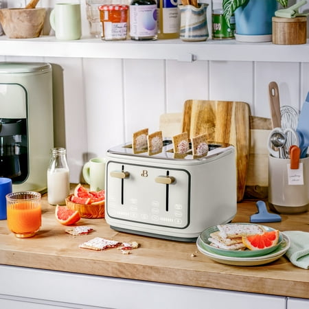 Beautiful 4-Slice Toaster with Touch-Activated Display, White Icing by Drew Barrymore