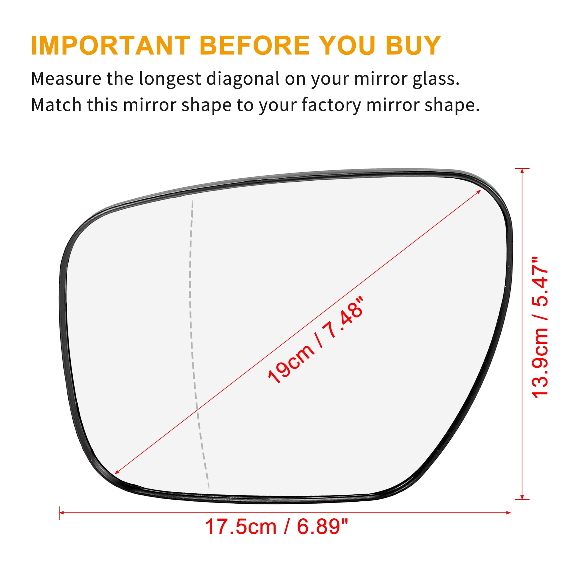 Unique Bargains Car Rearview Mirror Glass with Backing Plate Heated Left