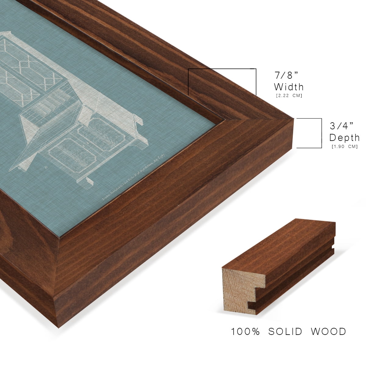Hepplewhite Desk & Bookcase IV - Framed Print w/glass - Chestnut