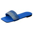 thumbnail image 1 of Bmisegm Women Sandals New Pattern Bright Diamond Decoration Fashion Open Toe Breathable Square Toe Comfortable Flat Bottom Summer Beach Non Slip Casual Shoes Sandals Women Summer Blue 8.5, 1 of 9