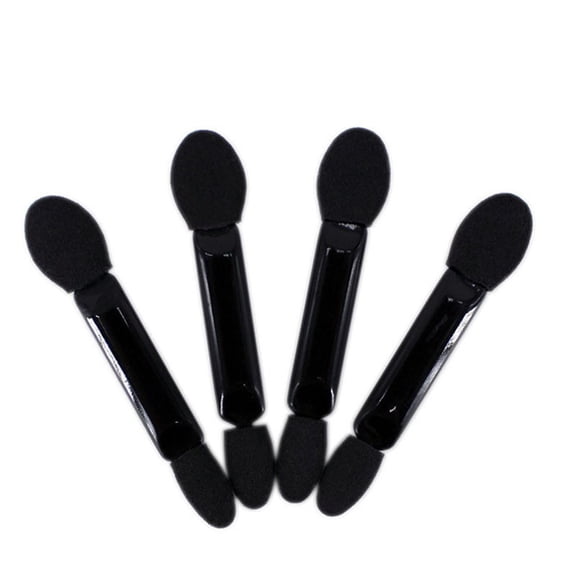 HEMOTON 10pcs Disposable Dual Sided Eyeshadow Brush Sponge Tipped Oval Makeup Applicator (Black)