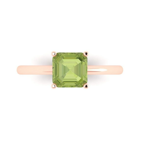 Solitaire Engagement Ring for Women - 1.5ct Natural Peridot in 14K Rose Gold Promise Ring