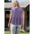 thumbnail image 3 of DARING DIVA Women's Short Sleeve Blouse Casual Round Neck Ruffle Flowy Top XS Purple, 3 of 6