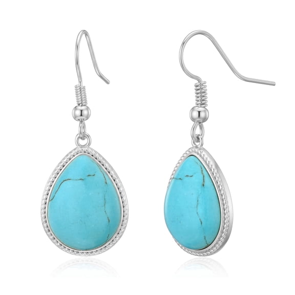 MUYAN Imitation Turquoise Drop Earrings for Women Silver Cowgirl Jewelry