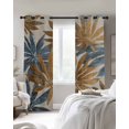 thumbnail image 4 of Navy Blue Brown Blackout Curtains for Bedroom Living Room Darkening Curtains 90 Inch Retro Tropical Palm Leaves Botanical Black Out Window Curtain Privacy Window Treatment Grommet Drapes 52"x90"x2, 4 of 9