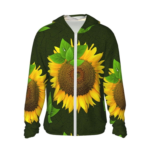 Balery Sunflower3 Sudadera ligera de manga larga con capucha y protección solar UPF 50+ para hombre y mujer, ideal para pesca y running-Medium