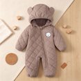 thumbnail image 2 of Faraee Unisex Toddler Quilted Padded Winter Romper Baby Bear Embroidery Hooded Ear Zip Up One Piece Jumpsuit Warm Infant Outer Snowsuit for Boys Girls Cold Season Wear, 2 of 6